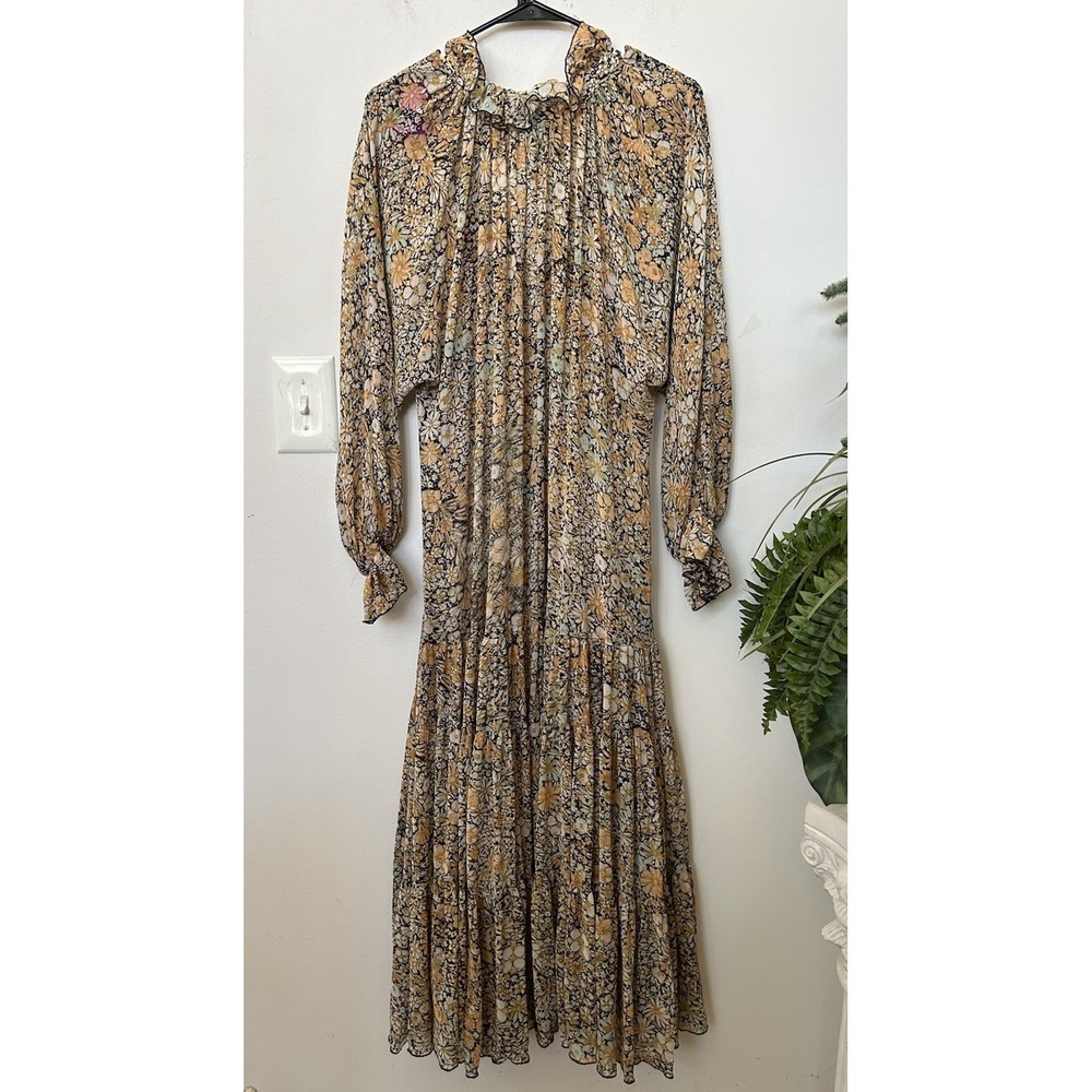 Free People Feeling Groovy Maxi Dress S Boho Floral Cottagecore Flowy peasant - Picture 3 of 7